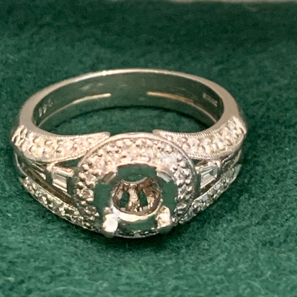 Platinum and diamond Semi mount with band.